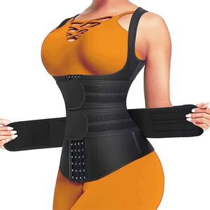 Entrenador de cintura Body Shaper para mujer Tallas grandes 2 correas Huesos de acero Entrenamiento Sauna Trimmer Neopreno Adelgazamiento Ejercicio Corsé Tops 220615