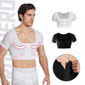 Cintura Tummy Shaper Mens Shapewear Tops Body Shapers Mangas cortas Camisas de compresión de ginecomastia Hide Man Moobs Chest Binder Shaper Slim Crop Top 230824