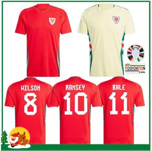 Pays de Galles 2024 Maillot de football WILSON RAMSEY BALE Coupe d'Europe Nouvelle équipe nationale 2025 24 25 Maillot de football Ensemble complet Accueil Rouge Extérieur Jaune Uniforme pour hommes BROOKS JOHNSON