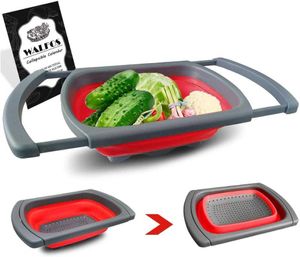 WALFOS, colador plegable de silicona para frutas y verduras de grado alimenticio, cesta de lavado para fregadero, cesta de cocina, dispositivo colador 210626