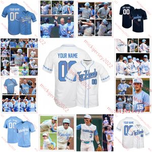 Walker Jenkins Carolina del Norte Tar Heels Jersey de béisbol Brandon Martorano Ashton McGee Danny Serretti Kyle Datres Daniel Bard Alex Jerseys de UNC costados costados