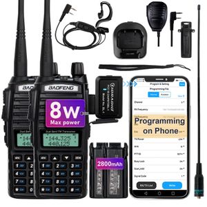 Talkie-walkie 2 pièces Baofeng UV 82 8W application de téléphone programmation sans fil copie radio amateur double radios PTT mise à niveau UV 5R pour la chasse 231206