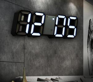 Horloge murale alarme numérique cuisine moderne électronique intelligente 3D USB alimentation LED heure Date affichage de la température bureau chambre 33888317922
