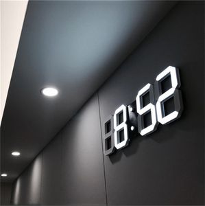 Relojes de pared reloj 3D iluminación Led diseño moderno Digital decoración para sala de estar alarma de mesa luz nocturna escritorio luminoso