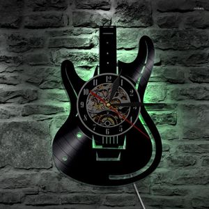 Relojes de pared 20 estilos Reloj LED de grabación Diseño moderno Tema musical Reloj de guitarra Decoración para el hogar Instrumentos musicales Regalo