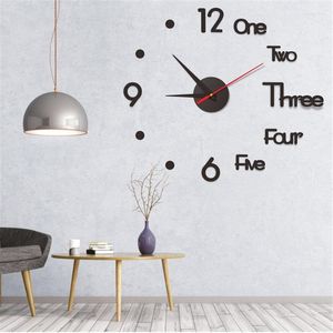 Relojes de pared Reloj 3D Creativo Luminoso Sin marco DIY Digital Clásico o Número romano y artístico para la decoración de la casa de la sala de estar