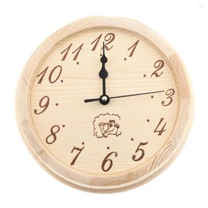 Horloges murales 9 pouces Horloge de sauna pas de verre ou de couverture en plastique Timer simple en bois pour chambre à coucher