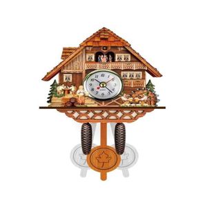 Relojes de pared Reloj de cuco de madera antiguo Bird Time Bell Swing Alarm Watch Decoración del hogar H09393645 Drop Entrega Decoración de jardín DHSDC