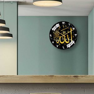 Horloges murales Balram thème acrylique décoration horloge murale sans batterie Eid al-Fitr décoration de la maison musulman 3D papier peint horloge Z230710