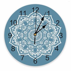 Relojes de pared Mandala Mandala Flores Decorativas Numerales en árabe Diseño no ticking grande para dormitorios baño