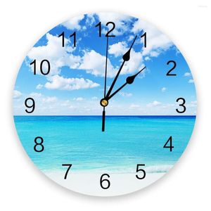 Horloges murales Horloge de paysage de l'océan des Caraïbes Design moderne Décoration de salon Cuisine Montre muette Décor intérieur de la maison