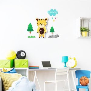 Horloges murales Cartoon Tiger Shape 3D Horloge pour enfants PVC DIY Silent Child Chambre à coucher Salon Décoration décoration