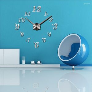 Horloges murales horloge Reloj De Pared acrylique miroir moderne bricolage 3d autocollants grande montre à Quartz décorative salon