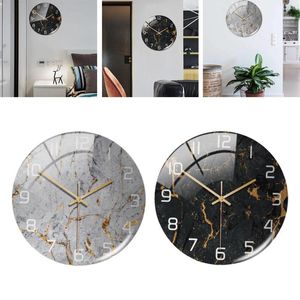 Relojes de pared Reloj Redondo Mármol Decoración tridimensional del hogar para sala de estar Cocina Dormitorio y oficina 30 CM