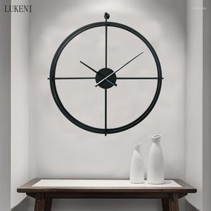 Horloges murales créatives modernes simples décor à la maison noir or 24 pouces horloge en métal fer décoration montre