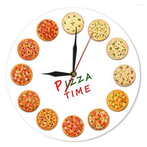 Horloges murales Simulation créative Pizza cuisine horloge boutique aliments en forme de montre couleur série d'images maison numérique