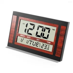 Horloges murales Horloge numérique LCD grand nombre temps température calendrier alarme table bureau design moderne bureau maison noir