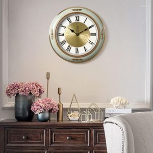 Horloges murales lumière européenne horloge de luxe salon décoration personnalité créative américaine cuivre plaqué support décor à la maison