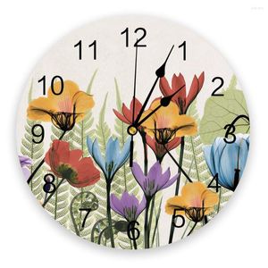 Horloges murales fleurs couleurs vives peintes à la main horloge Design moderne bref salon décoration cuisine Art montre décor à la maison