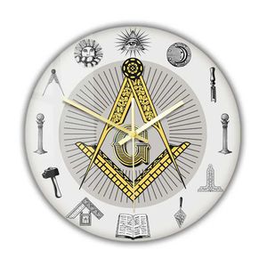 Horloges murales Freemasonry Exchange White Square Compass Symbole Symbole Fantasy Decoration Home Decoration Silent Quartz Q240509