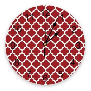 Relojes de pared Reloj rojo blanco geométrico para decoración del hogar Sala de estar Reloj colgante con aguja de cuarzo Cocina moderna