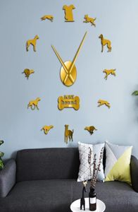 Horloges murales Greyhound Adoption Whippet Art DIY Horloge géante Décor à la maison Chien Animal exclusif Watch2221855