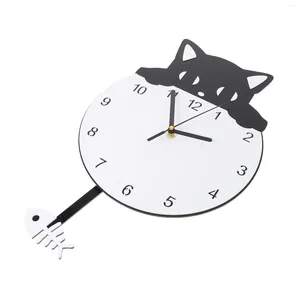 Relojes de pared decoración del hogar reloj sala de estar adornar columpio acrílico gatito diseñado colgante