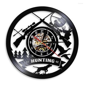 Relojes de pared Logo de caza Rifle pistola signo reloj Animal aventura registro desierto Tribal decoración regalo