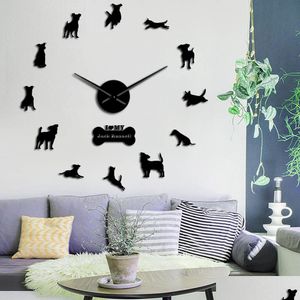 Horloges murales Jack Russell Terrier chien race 3D acrylique Simple bricolage horloges murales animaux animalerie Art décor silencieux balayage Unique goutte Deliv Dh9B7