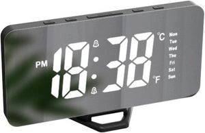 Horloges murales Horloge de bureau LED - Miroir d'alarme électrique à intensité variable avec luminosité automatique Mode de gradation Température d'affichage 2 niveaux Br