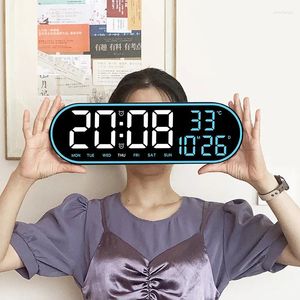 Horloges murales LED horloge numérique télécommande électronique muet avec température date semaine affichage fonction de synchronisation de 15 pouces