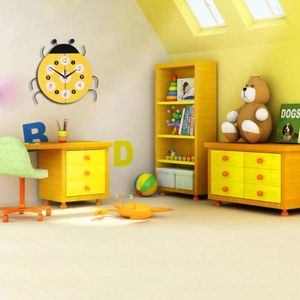 Horloges murales Décoration de salon Horloge Woody Chiffres arabes Décor facile à installer Mute absolu pour enfants