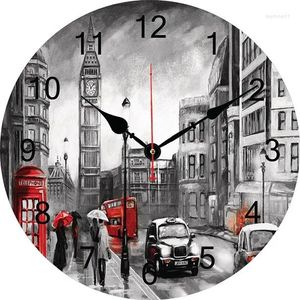 Relojes de pared Reloj de cabina telefónica de Londres, diseño moderno, sala de estar, dormitorio, decoración de oficina, reloj artístico de cocina, decoración del hogar