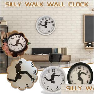Horloges murales Ministry of Silly Walks Horloge Monty Python Flying Circus Perfect Capture Classic Watch Funny Walking Silent Mute Drop de Dh2Xw