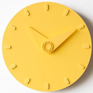 Relojes de pared Reloj Modern Design Reloj Simple Creative Yellow Office Nordic Quartz Stylish Orologi da Parete Home Decoration 60ZB