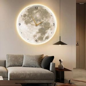 Relojes de pared Reloj LED multifuncional con diseño: Reloj luminoso para sala de estar Lámpara decorativa Arte de luz con control remoto