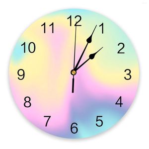 Relojes de pared rosa, púrpura, amarillo, verde azulado, gradiente, reloj grande, comedor, restaurante, cafetería, decoración redonda silenciosa, decoración del hogar