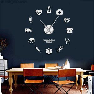Relojes de pared Orgulloso de ser una enfermera 3D DIY Mudo Efecto de espejo Reloj de pared Farmacia Hospital Arte de la pared Decoración Reloj Reloj Regalo para Doctor Enfermera Z230710