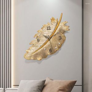 Relojes de pared de resina dorada con pilas, reloj con gancho creativo nórdico, envío gratis, Horloge Murale, decoración para sala de estar