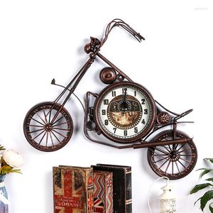 Horloges murales rétro fer moto horloge décoration créative de style industriel magasin de vêtements décor