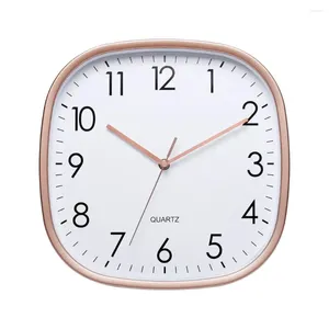 Relojes de pared Reloj para personas mayores Forma cuadrada de alta precisión Silencio Sin tictac Movimiento de cuarzo Batería de impresión para dormitorio