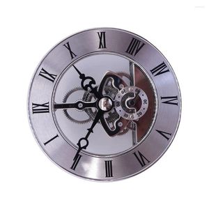 Relojes de pared Reloj antiguo plateado Movimiento de engranajes Metal hueco redondo para el hogar (diámetro del núcleo 86 mm plateado)