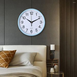 Horloges murales Horloge élégante ronde moderne avec mouvement à quartz de haute précision à piles pour la maison