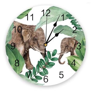 Relojes de pared Plantas tropicales África Elefante Reloj Cocina Hogar Sala de estar Dormitorio Decorativo Decoración para niños Colgante