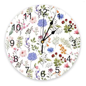 Relojes de pared Reloj de textura floral vintage Gran cocina moderna Comedor Redondo Dormitorio Reloj colgante silencioso