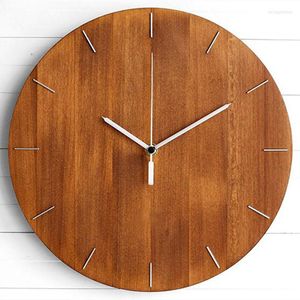 Relojes de pared Reloj redondo de madera minimalista moderno creativo sala de estar estudio reloj grande decoración de cuarzo elegante adorno de ciclo