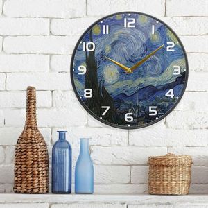 Relojes de pared pinturas de fama mundial cosecha cielo estrellado reloj silencioso personalidad creativa luz nórdica lujo hogar dormitorio