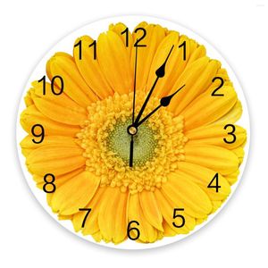Relojes de pared, reloj de crisantemo africano amarillo, cocina grande y moderna, comedor, dormitorio redondo, reloj colgante silencioso