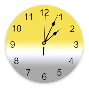 Horloges murales jaune blanc dégradé couleur 3D horloge design moderne salon décoration cuisine art montre décor à la maison