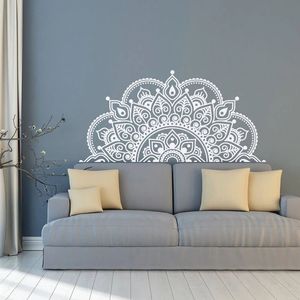 Autocollant mural Mandala demi-autocollant en vinyle, idées cadeaux de Yoga, décoration de motif artistique pour tête de lit de chambre principale MT44 240312